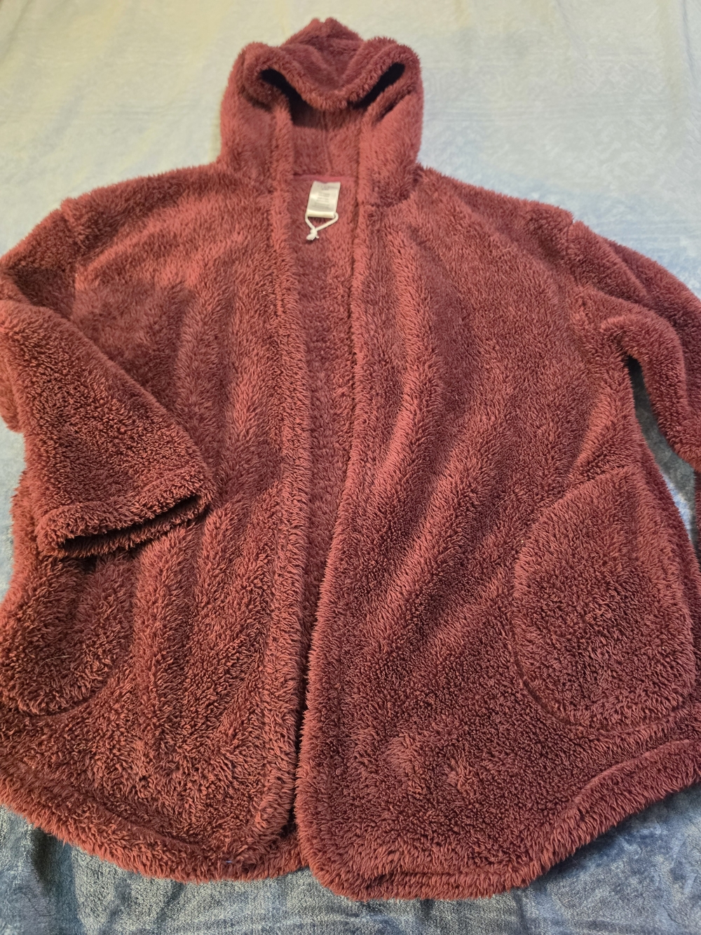 Serra Plush Hooded Women's Jacket - Burgundy Red